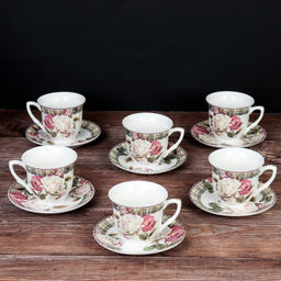 Чайный набор 12 предметов 250 мл MS / new F31-12MS /уп 8/ Чайная роза костяной фарфор - Галеонтрейд фото 3