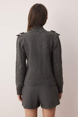 Antrasit Yumusak Dokulu F?rf?r Yaka Detayl? Triko H?rka TWOAW26HI00148 - Trendyolmilla фото 4