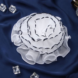 Цена за 6 шт. Бант для волос на резинке «Школьница», жатка края контраст, 16 см, сине-белый