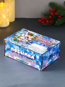 Новогодняя шкатулка подарочная Снеговики, для подарков, самосборная, 20?13.6?8 см