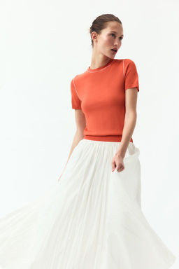 SHORT SLEEVE KNIT TOP WITH PIPING - Zara фото 18