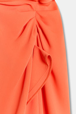 VESTIDO MIDI DRAPEADO ZW COLLECTION / Coral rojo - Zara фото 10