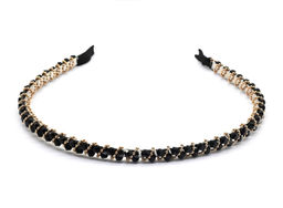 Ободок для волос с цирконом, цвет черный