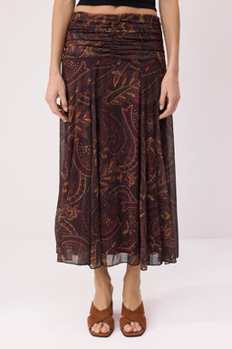 Cok Renkli Maxi Buzgu/Drape Detayl? Boho/Boho Chic Baskl?l? Tul Esnek Orme Etek TWOAW26ET00122 - Trendyolmilla фото 12
