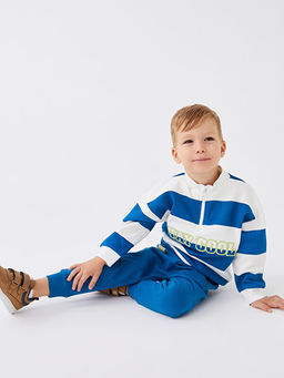 Dik Yaka Uzun Kollu ?izgili Erkek Bebek Tak?m 2li