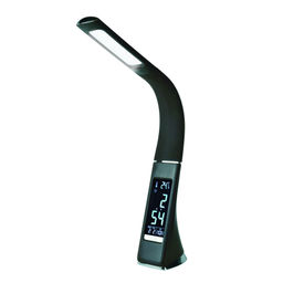 TLD-542 Black/LED/300Lm/5000K/Dimmer Светильник настольный c часами, календарем, термометром, 5W. Сенсорный выключатель. Черный (стилизован под кожу). TM Uniel.