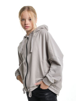 Толстовка на молнии с капюшоном 22-7640 серый - Mini maxi фото 10
