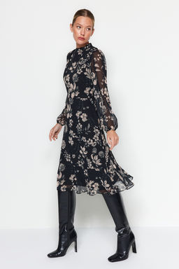 TRENDYOLMILLA Yesil Sal Desenli Volanl? Dokuma K?sl?k Elbise TWOAW23EL01436 фото 19