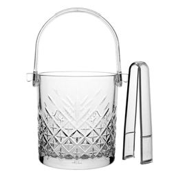 Timeless Ведерко для льда стеклянное 1л, д13,5см, h15см, с пластиковой ручкой и щипцами, цветная коробка, Pasabahce (Турция)