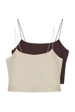 TRENDYOLMILLA Kahverengi-Bej 2li Paket Pamuklu Spagetti Ask?l? Crop Esnek Orme Atlet TWOSS21AL0196 фото 42