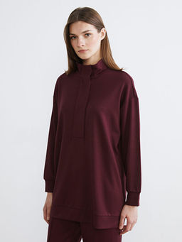 Dik Yaka Oversize Kad?n Sweatshirt Tunik