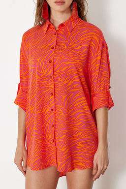 TRENDYOLMILLA Cicek Desenli Dokuma Plaj Gomlegi TBESS24GO00027  фото 5