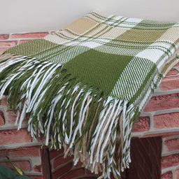 Плед 26% шерсть 140*200 цв."Шотландия" цв. зеленый с беж.