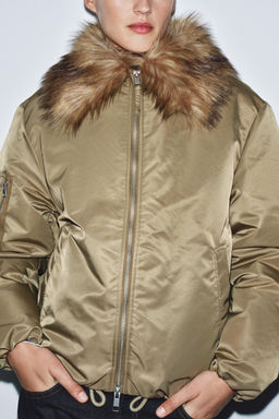 FAUX FUR COLLAR BOMBER JACKET ZW COLLECTION - Zara фото 4