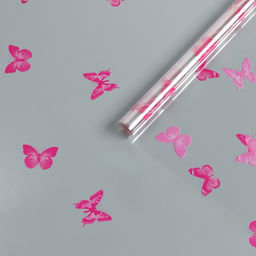 Пленка для цветов «Бабочки» розовый+белый 0.7×8.2 м, 40 мкм