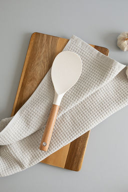 Ложка для мультиварки молочный силикон+нейлон, ручка из бука