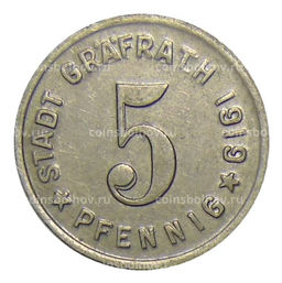 Монета 5 пфеннигов 1919 года Германия  Нотгельд  Графрат