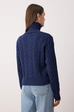 Wardrobe Essentials Lacivert Premium IplikDevrik Yaka Sac Orgulu Basic Triko H?rka | TWOAW26HI00137 - Trendyolmilla фото 7