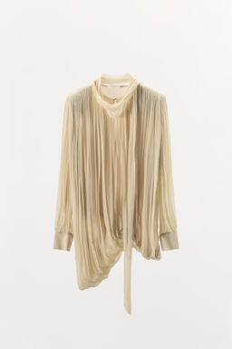 ZW COLLECTION LIMITED EDITION DRAPED BLOUSE WITH SHOULDER PADS - Zara фото 12