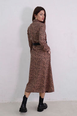 11007 Платье-рубашка удлинённое кофейно-чёрное - Martichelli фото 11