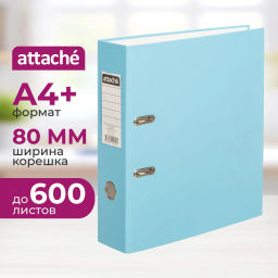 Папка-регистратор ,80 мм Attache Экономи, голубой, ПБП1,карм.кор  фото 2