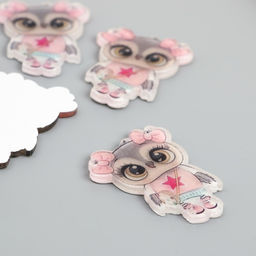 Цена за 5 шт. Декор для творчества акрил «Совушка в розовом свитере с сумкой», 2.7×3.7 см