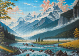 ФРЕЯ Пазл 2000 элемент. PZL-2000/42 Горный пейзаж с рекой