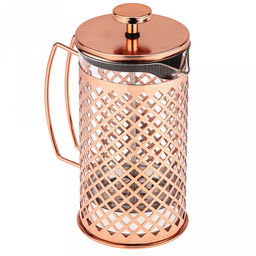 Френч-пресс металлический корпус "Восторг" 800мл, д10см h19см, глянцевый, цвет - розовое золото (медный), колба - термостойкое стекло д9,7см h15,3см, в подарочной коробке (Китай)