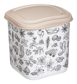 Емкость для сыпучих продуктов 1,8л с декором (бежевый) 221155827/01,,