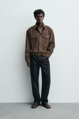 SOBRECAMISA REGULAR FIT EFECTO ANTE / Marr?n