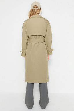 Trendyolmilla Haki Kemerli Ruzgarl?k Detayl? Su Itici Uzun Trenckot TWOSS21TR0005  фото 30