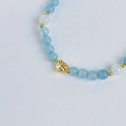 Браслет детский из Аквамарина и Лунного камня со вставкой сердце - Радуга самоцветов фото 2