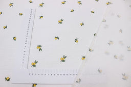 Муслин двухслойный с эф.жатости Абрикосики цв.белый, ш.1.39м, хлопок-100%, 120гр/м.кв - Купава фото 2