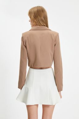 TRENDYOLMILLA Siyah Crop Astarl? Dokuma Blazer Ceket TWOAW22CE0086 фото 13