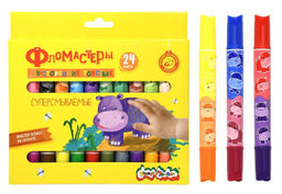 Фломастеры Каляка-Маляка утолщенные классические 24 цвета круглый корпус суперсмываемые ка...