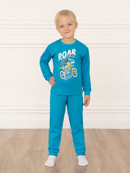 Пижама детская бирюза с принтом