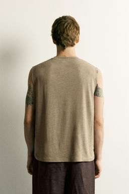 CAMISETA TANK RELAXED FIT ALGOD?N - LINO / Leopardo - Zara фото 3