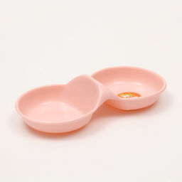 Цена за 2 шт. Миска пластиковая двойная 24 см х 11,5 см х 3 см розовая