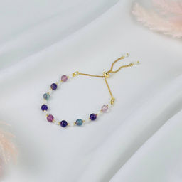 Браслет (Сахасрара) регулируемый из Флюорита, Аметиста и Лунного камня