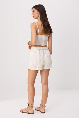 Bej Keten G_r_n_ml_ Sim _izgili Ku_akl_ _ort & Bermuda TWOSS26SR00209