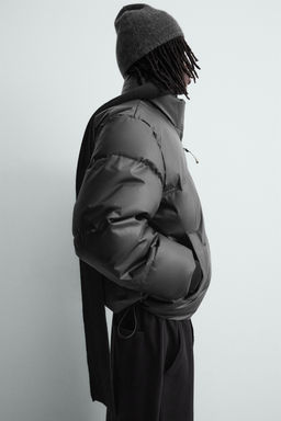 LEATHER EFFECT QUILTED JACKET - Zara фото 14