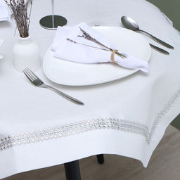 Скатерть Этель со стразами, 85 х 85 5 см, цвет белый, п/э  фото 3