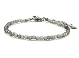 Браслет из циркона шарик гр.3мм, цв.графит, 17см