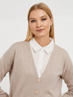 кардиган женский базовый из шерсти на пуговицах - Glenfield фото 4