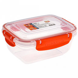 Контейнер для продуктов пластмассовый Мастер 0,8л, прямоугольный, с клипсами, воздухонепроницаемый (герметичный), съемный силиконовый уплотнитель, подходит для СВЧ, цвета микс (Россия)