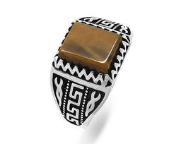 Мужское кольцо из серебра тигровый глаз, ТМК-26