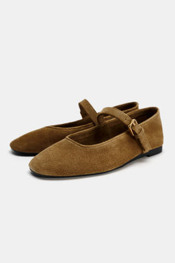 SPLIT SUEDE BALLERINAS - Zara фото 32