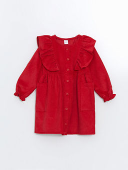 Bisiklet Yaka Kadife K?z ?ocuk Elbise