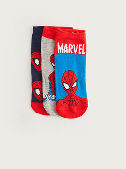 Spider-Man Desenli Erkek ?ocuk Patik ?orap 3l?