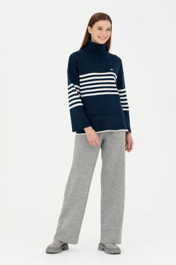 KadДn Gri Melanj Loose Fit Triko Pantolon